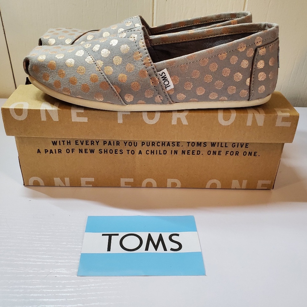 Tom’s Classic Drizzle Grey/Rose Gold Foil Polka Dot Women’s Size US Size 9